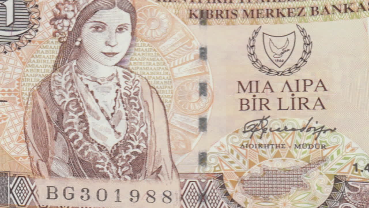 Cyprus Pound Banknote with Portrait and Green Screen