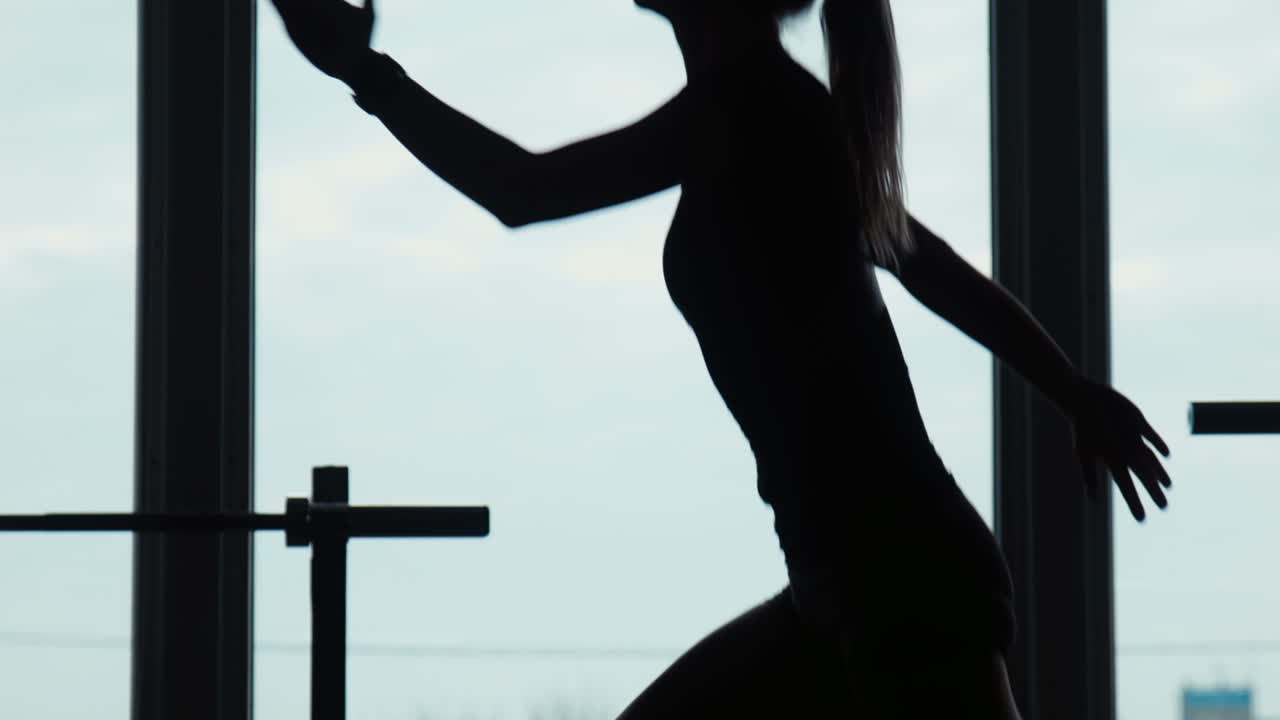 The Silhouette Of The Young Girl, Does Squats
