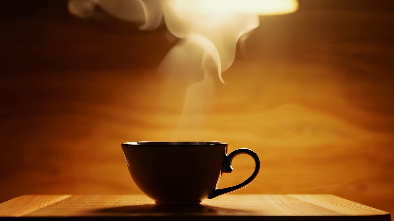 증기가 있는 뜨거운 커피 컵