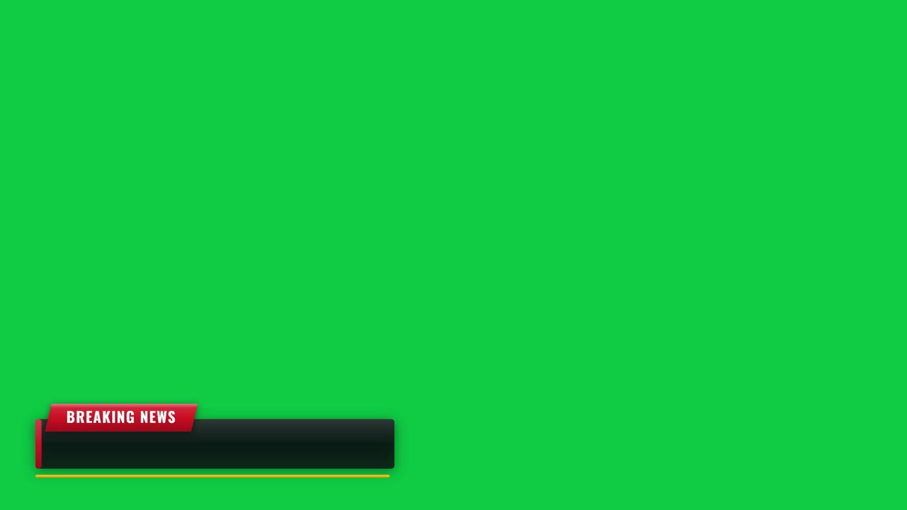 Red breaking news lower third graphic banner overlay on green screen background broadcast template