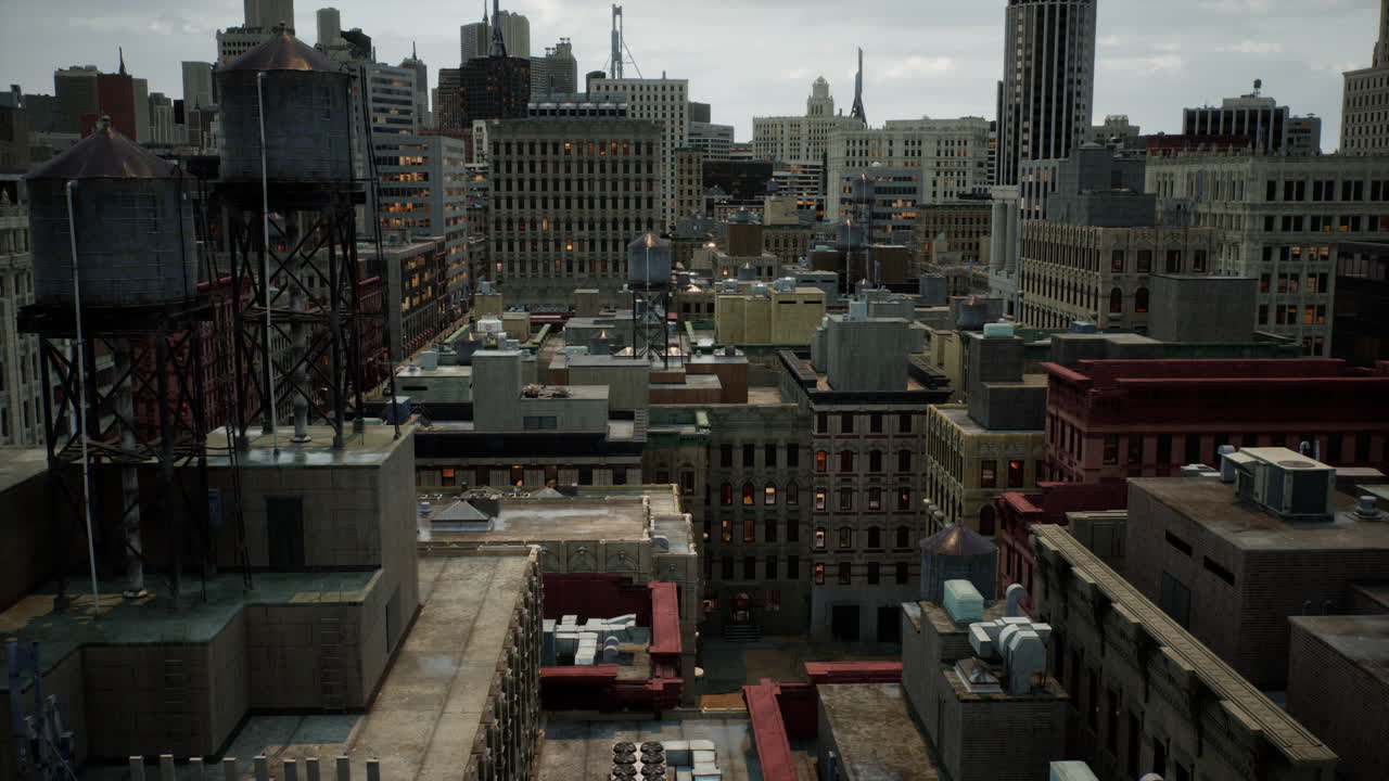 파노라마 화려한 금융 다운타운 도시 전망