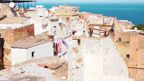 view of the terrace of the house and the sea at the kasbah of algiers