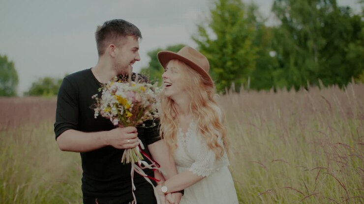 Lovely Happy Young Couple Embracing Outdoors In Summer