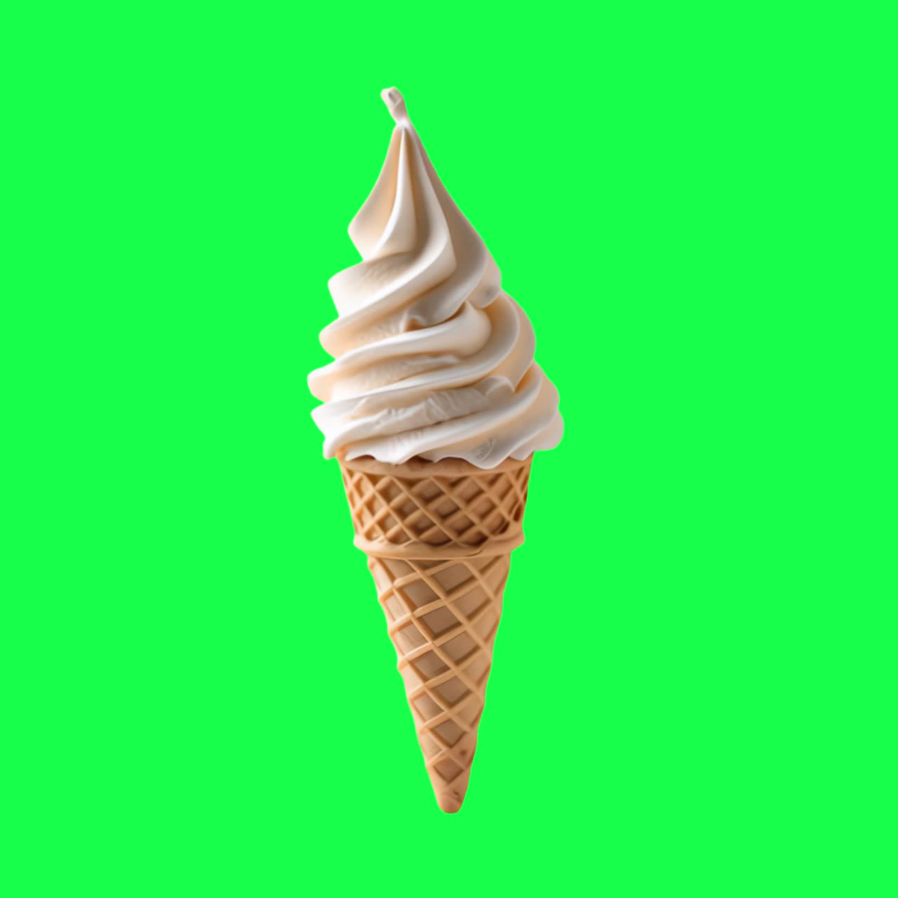 Animazione di delizioso gelato alla vaniglia cremoso, video 4K trasparente, green screen