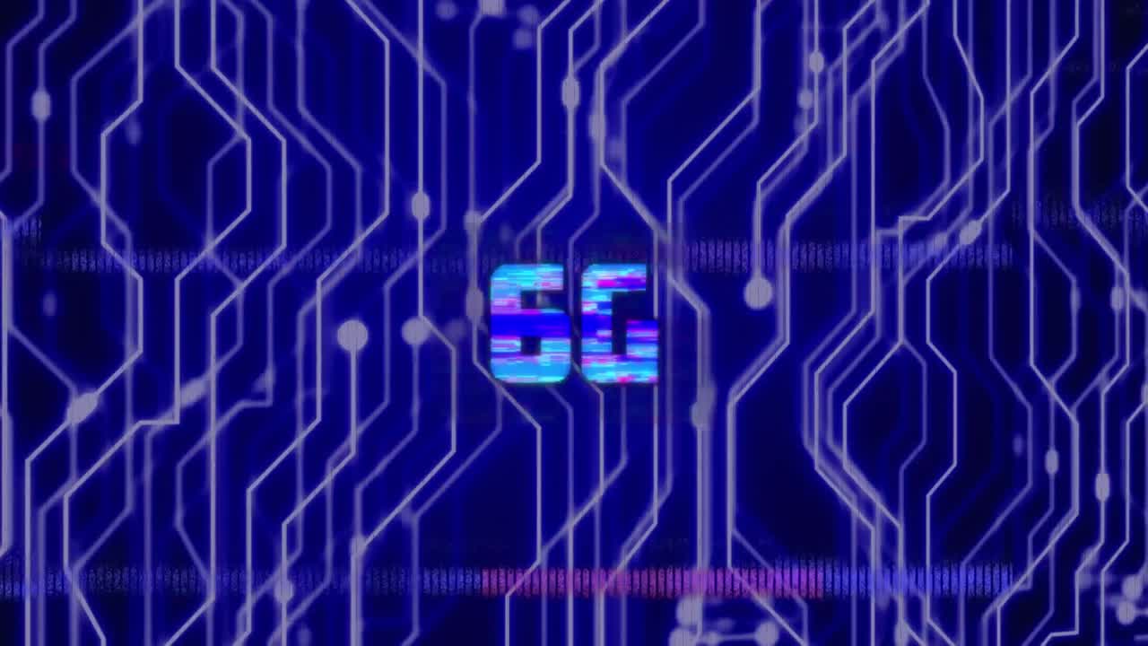 Animation of 6g text and computer data processing