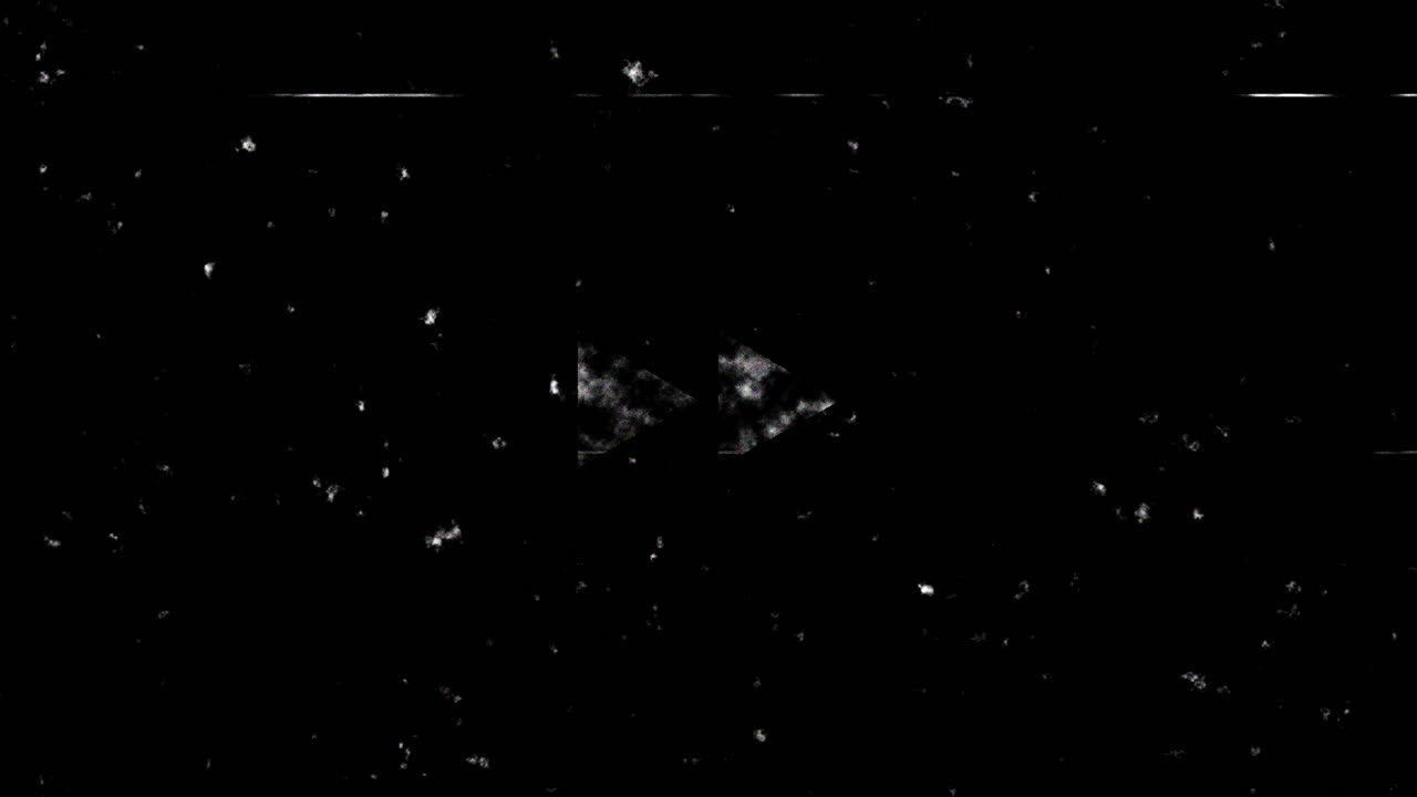 Flimrande snabbspolningsikon med vintage filmglitch-effekt.
