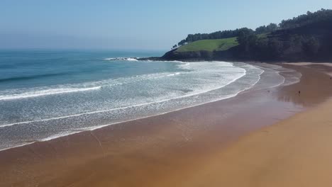 Drone-aerial-view-of-Karraspio-beach-of-Lekeitio-in-the-Basque-Country