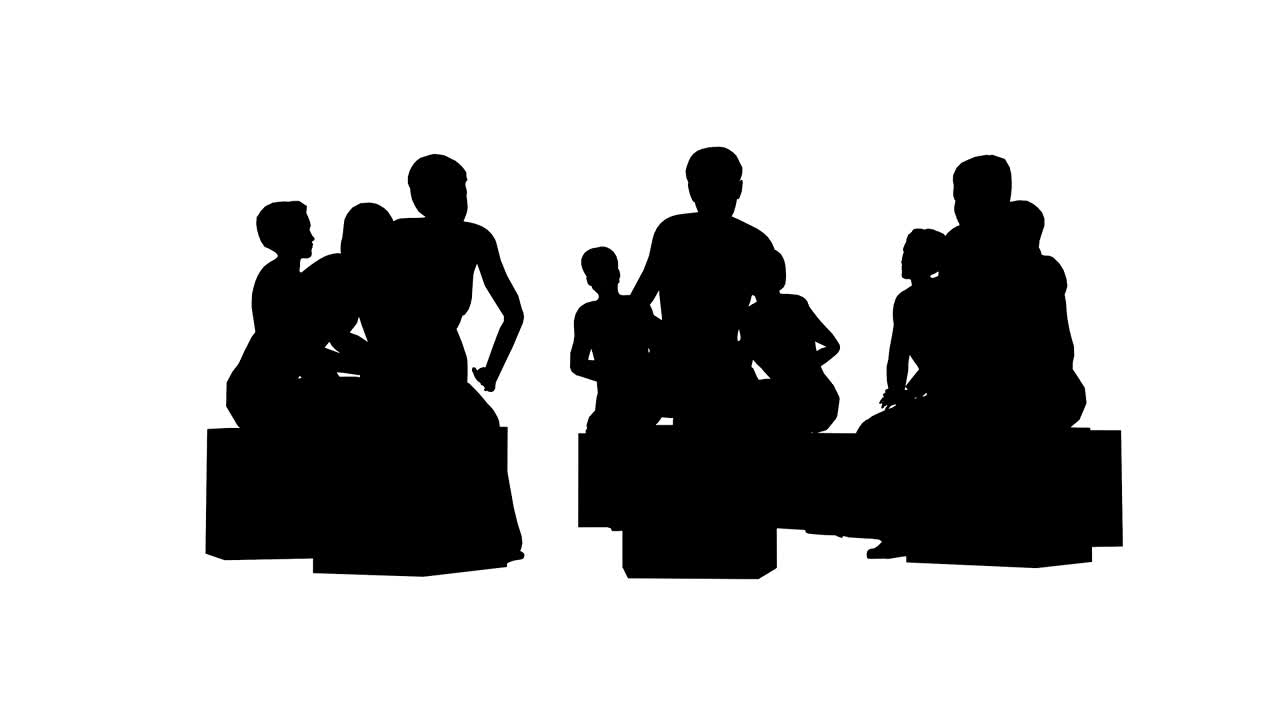 색 배경 4k에 서클에 있는 사람들의 실루