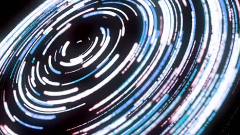 beautiful abstract animation of multicolored neon spirals rotating in the circle on the black background. animation. bright vibrant laser illumination