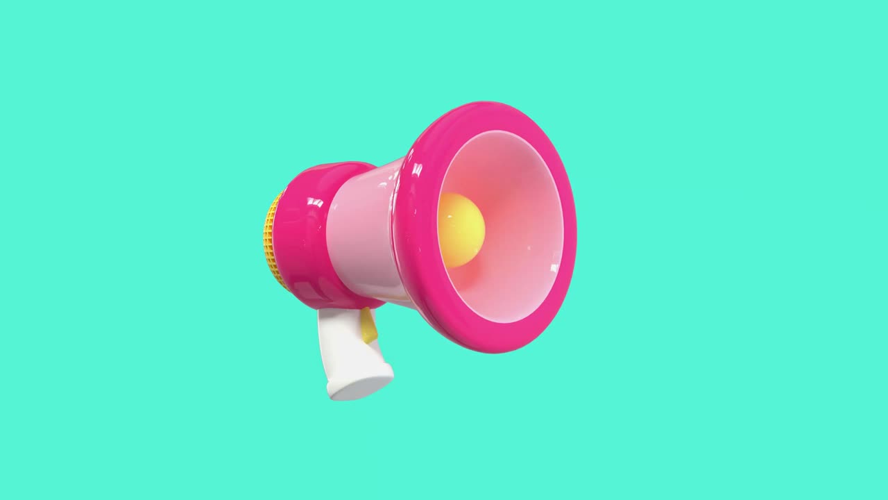 pink megaphone cartoon style 3d rendering motion