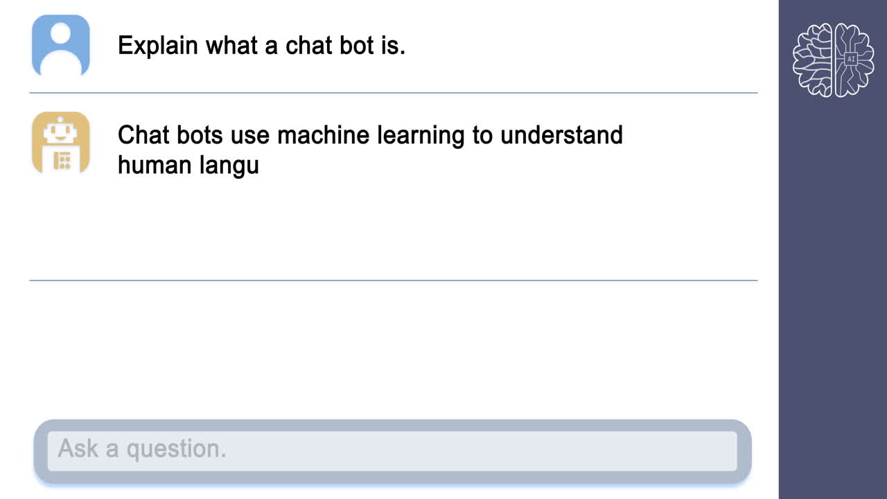 Animation of online ai chat with texts on white background