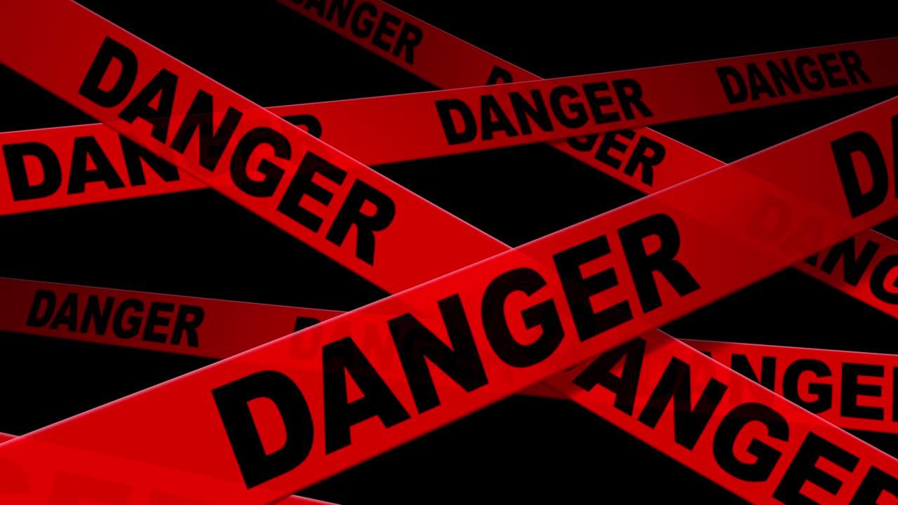 알파 매트와 함께 위험 테이프 애니메이션