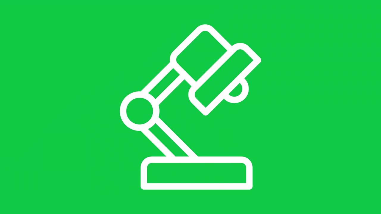 Icona animata di lampada da scrivania in line art bianca su schermo verde