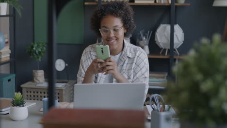 young woman working from home