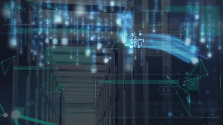 Animation of data processing over server room
