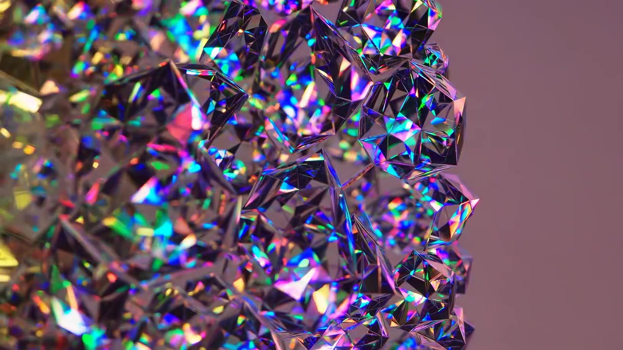 Sparkling Geometric Crystals with Iridescent Light Reflections