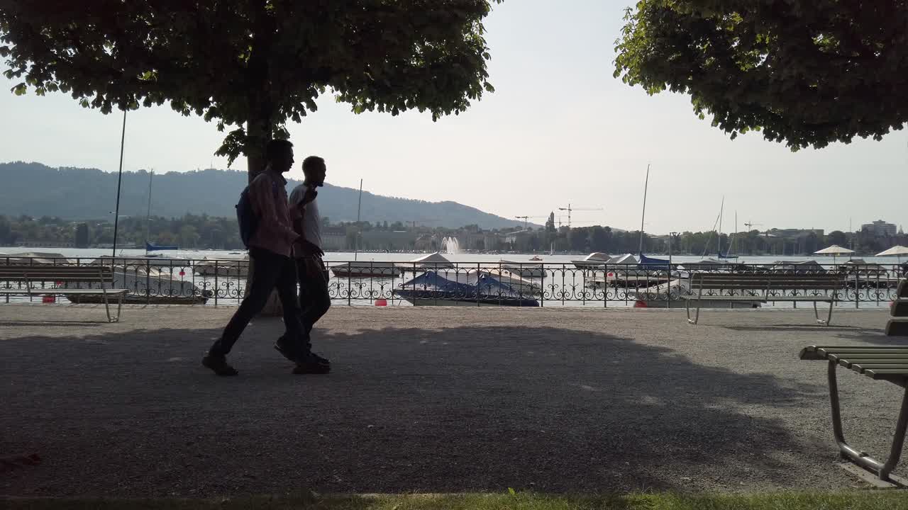 Zurich, Switzerland - June 28, 2019: Tourists visiting the magnificent landscape of Zurich, and walking around