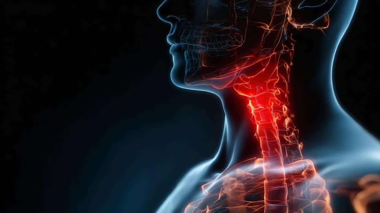 Visualizzazione dettagliata dell'anatomia del collo umano che evidenzia le principali strutture e vasi sanguigni, sottolineando l'importanza di quest'area negli studi medici.