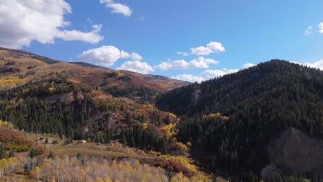 rising drone shot of fall mountains