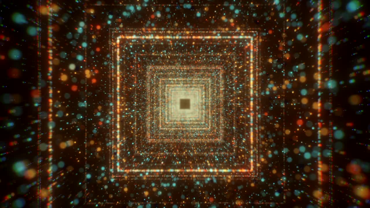 túnel brillante abstracto con patrones geométricos