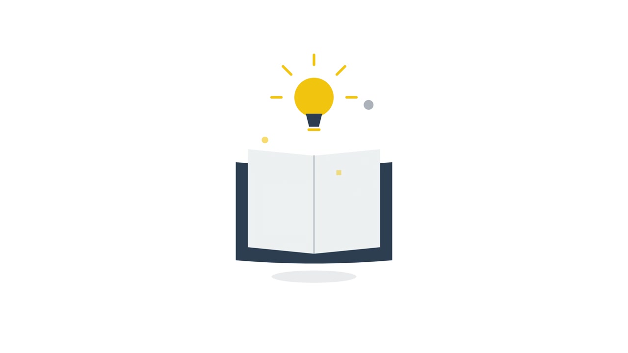 Animated Open Book With Glowing Light Bulb Icon