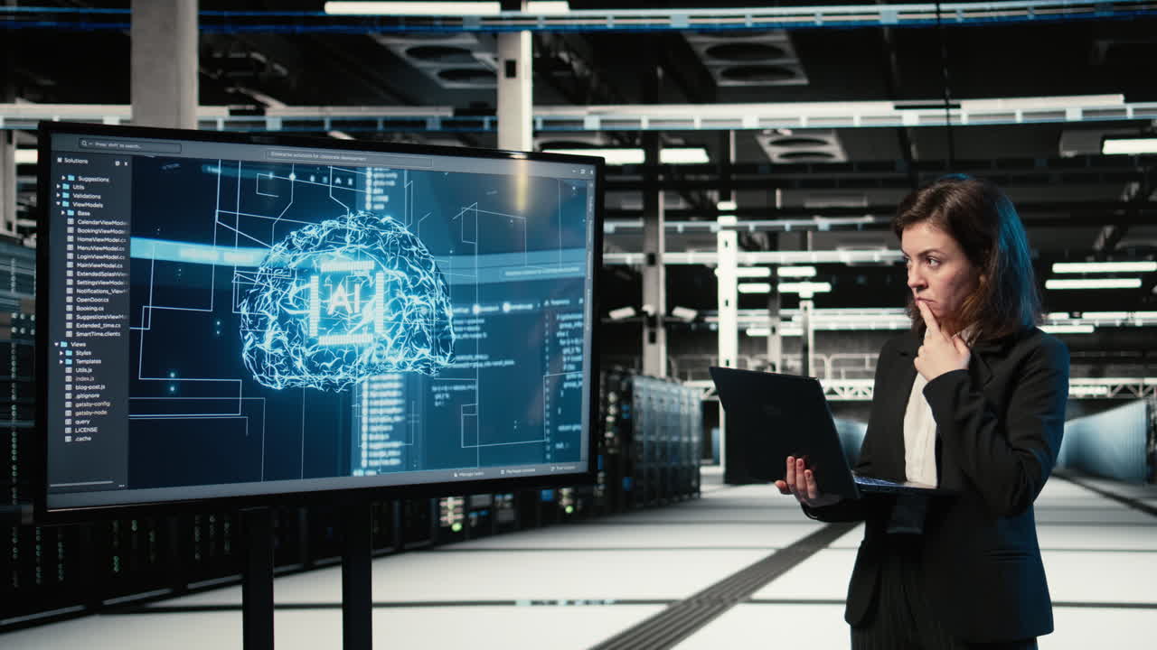Upset Data Center Female Technician Struggling To Make Ai Optimize Rigs