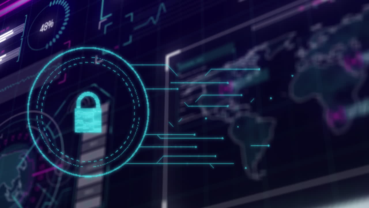 animación del icono digital y procesamiento de datos en la interfaz