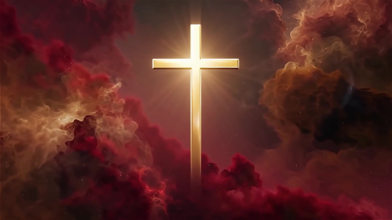 Croce Cristiana Luce Celestiale Sfondo per il Culto.