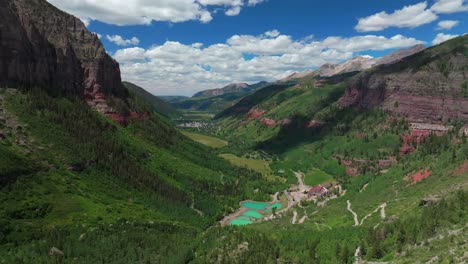 downtown telluride colorado summer box canyon black bear pass road bridal veil falls aerial drone ouray ridgway cliffside yankee boy basin 4wd hiking bluesky cliffside valley aspen forest ponds upward