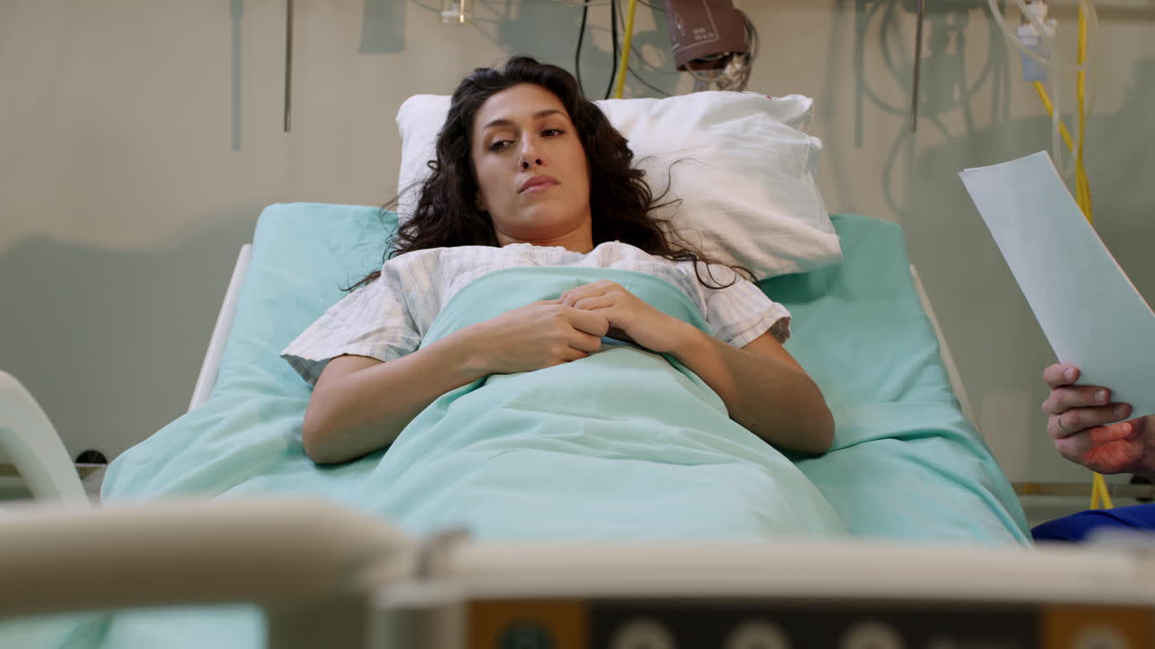 Patient resting in hospital bed