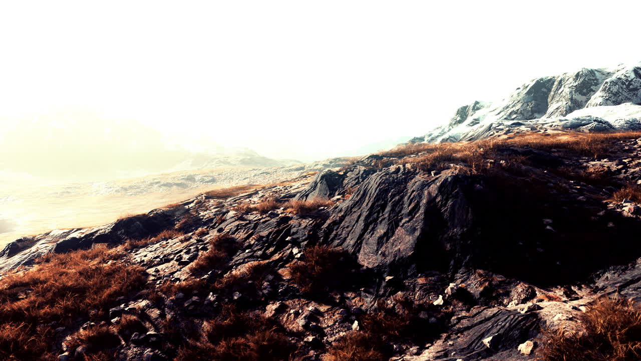 rocas doradas y hierba de la península de crimea