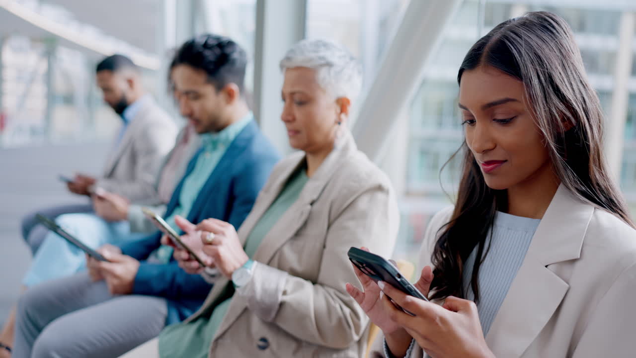 reclutamiento, tecnología y fila de sala de espera
