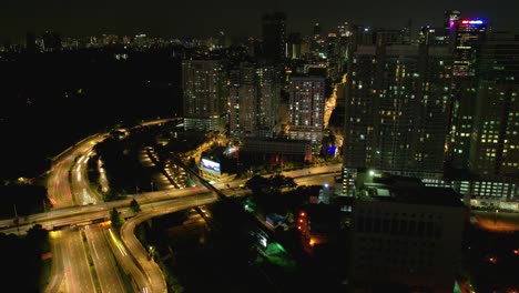 kuala lumpur malaysia nighttime drone hyper-lapse of traffic