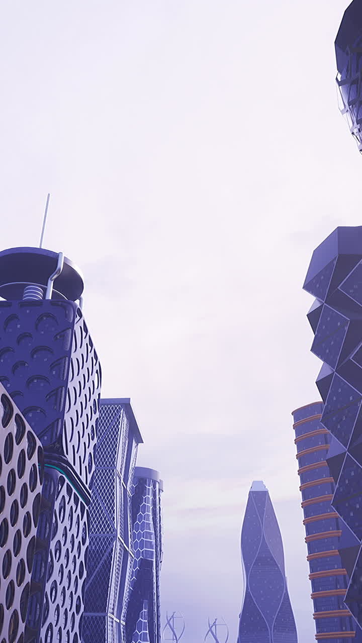 Futuristic Cityscape with Tall, Modern Skyscrapers