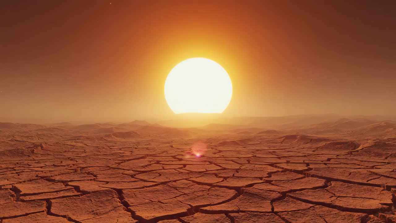 Arid Desert Landscape with a Blazing Sun