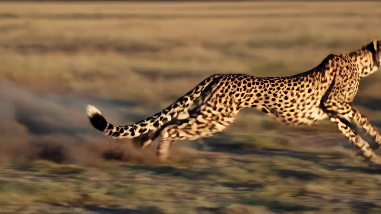 아프리카 사바나 에서 달리는 치타
