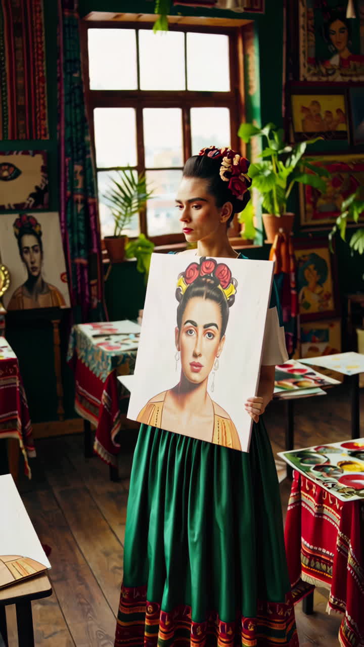 Artist Painting in a Colorful Mexican-Style Studio