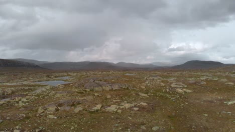 desierto de hardangervidda con la ladera del glaciar detrás, noruega, vista aérea