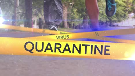 animación del virus de la palabra con corredores en el fondo