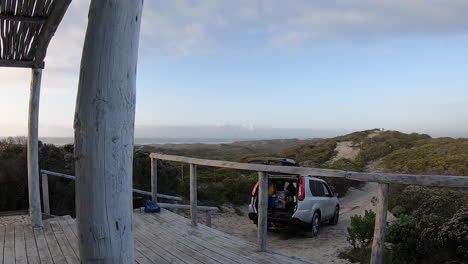 camping along the coast in summer