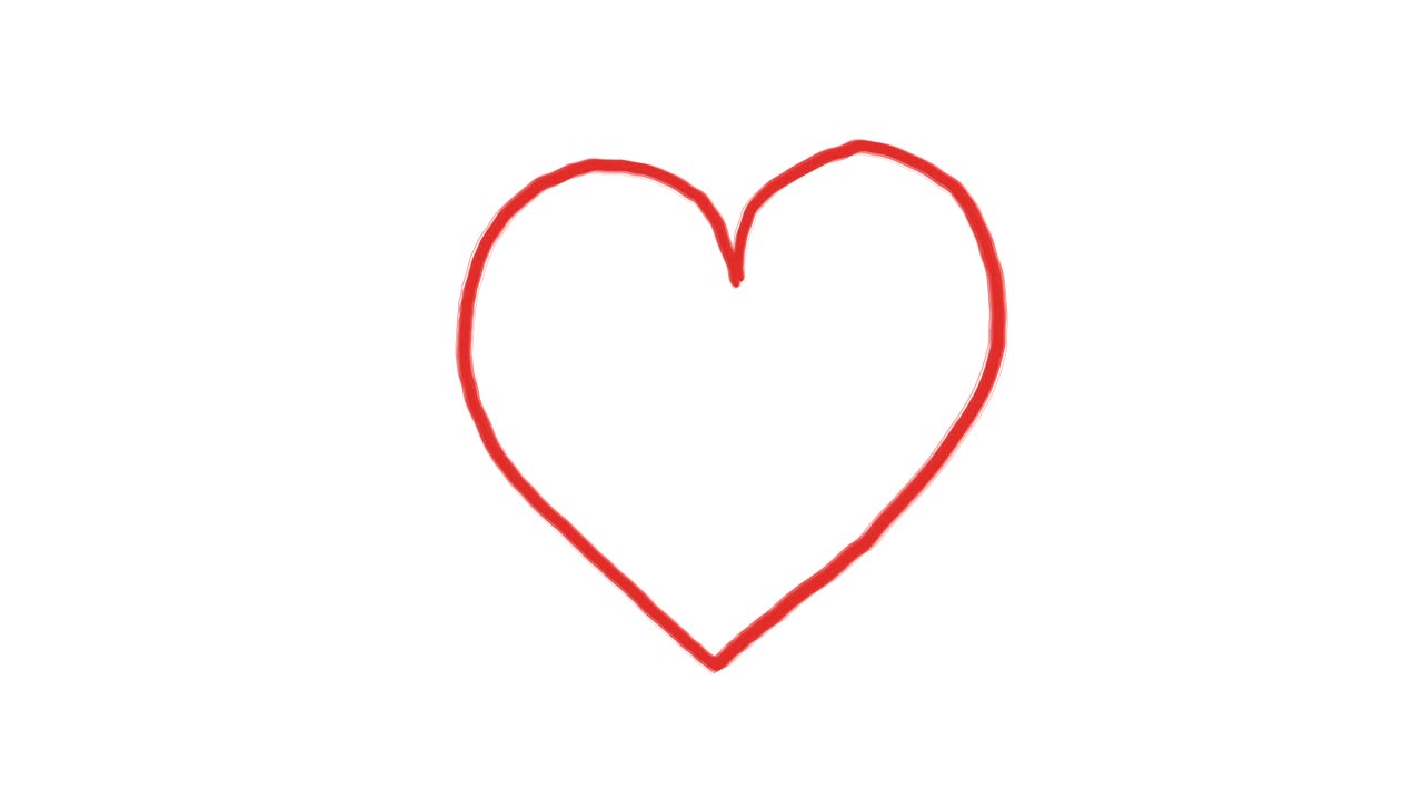 Animazione disegnata a mano di un cuore rosso romantico