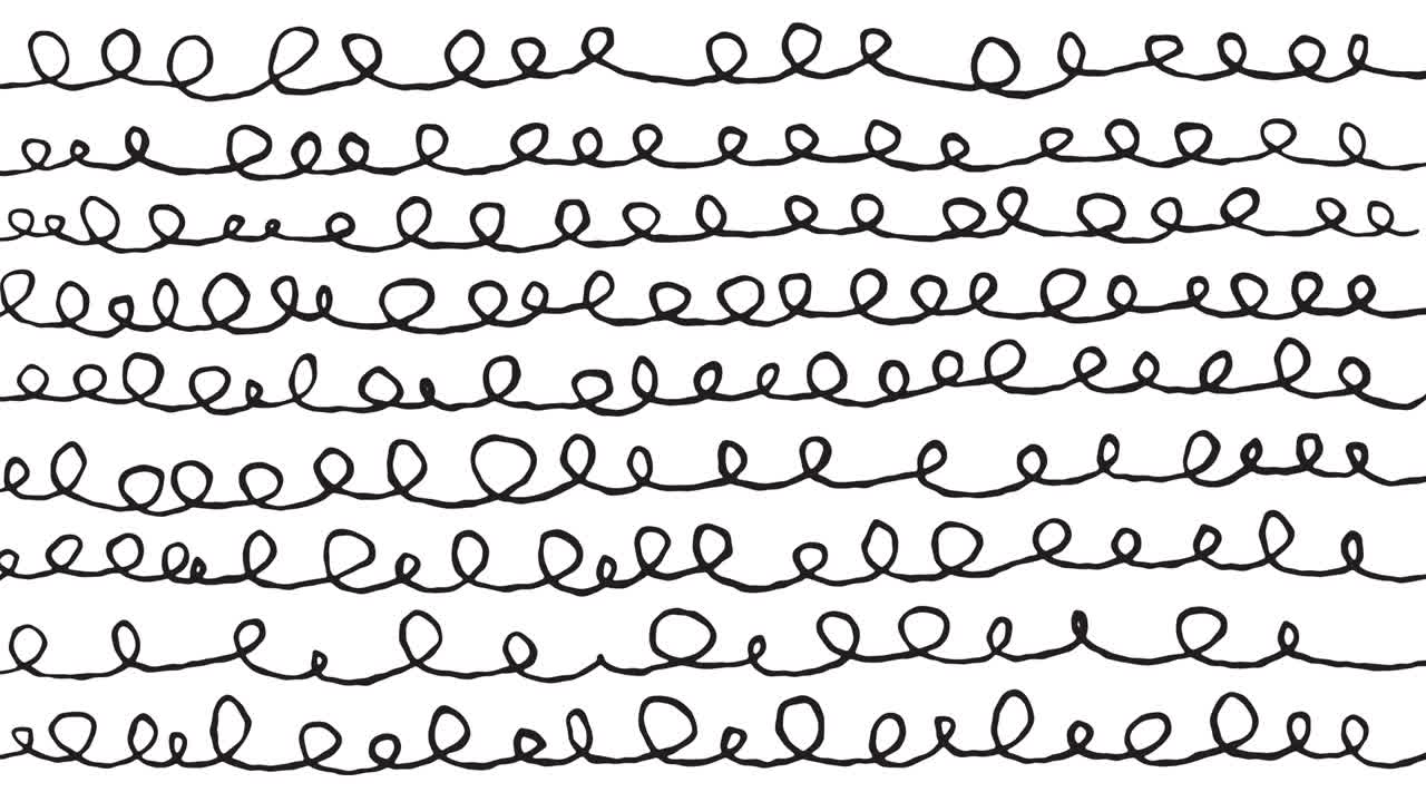 색 배경에 은 곡선으로 그려진 추상적인 재미있는 손으로 만화 멋진 요소, 트렌디한 빈티지 스 모션 스타일, 창의적인 디자인 프로젝트를위한 완벽한 루프 도들 스케치 애니메이션.