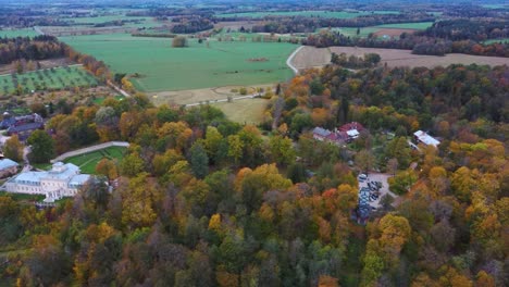 Aerial-View-of-the-Krimulda-Palace-in-Gauja-National-Park-Near-Sigulda-and-Turaida,-Latvia