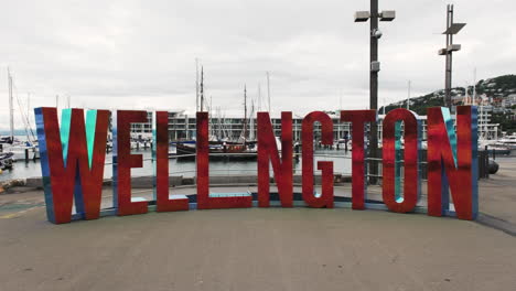 well_ngton sculptural sign on the waterfront for social media pictures