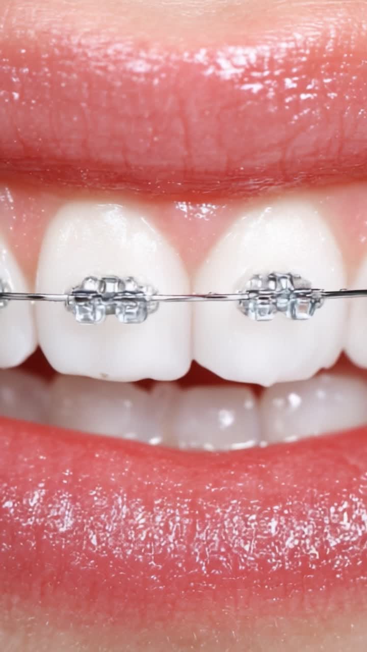 A Captivating Close-Up of Teeth with Braces Showcasing the Transformation of a Smile from the Beginning to the End of an Orthodontic Journey