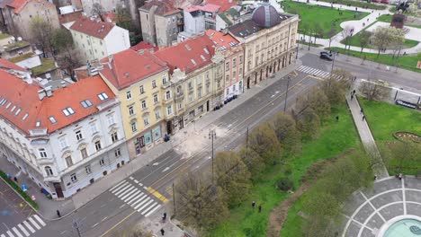 zagreb earthquake during covid19 corona virus - aerial footage