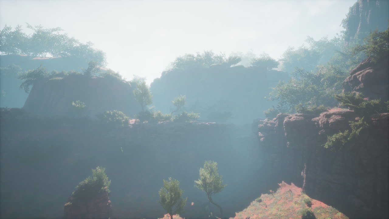 paisaje de cañón brumoso