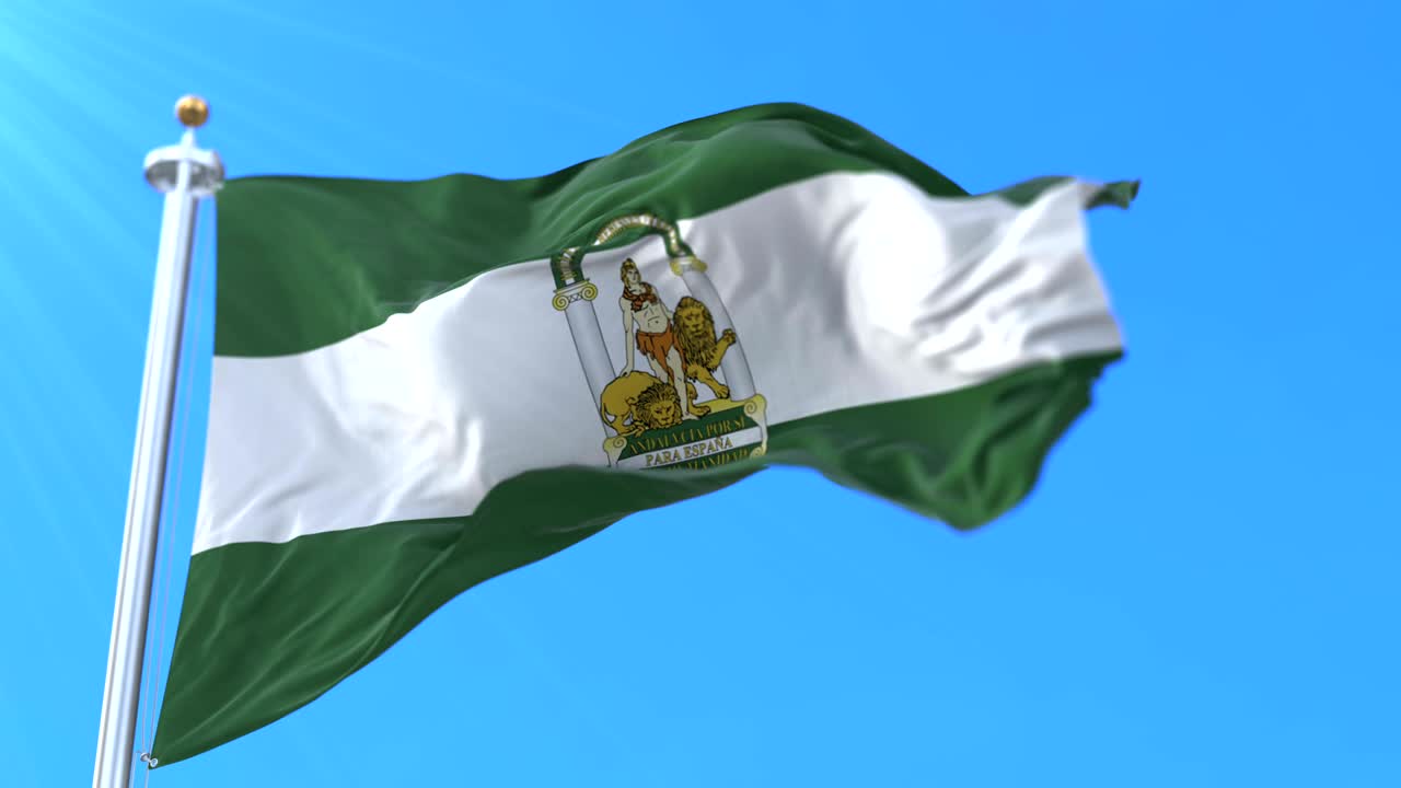 bandera de la comunidad autónoma española de andalucía, españa - bucle