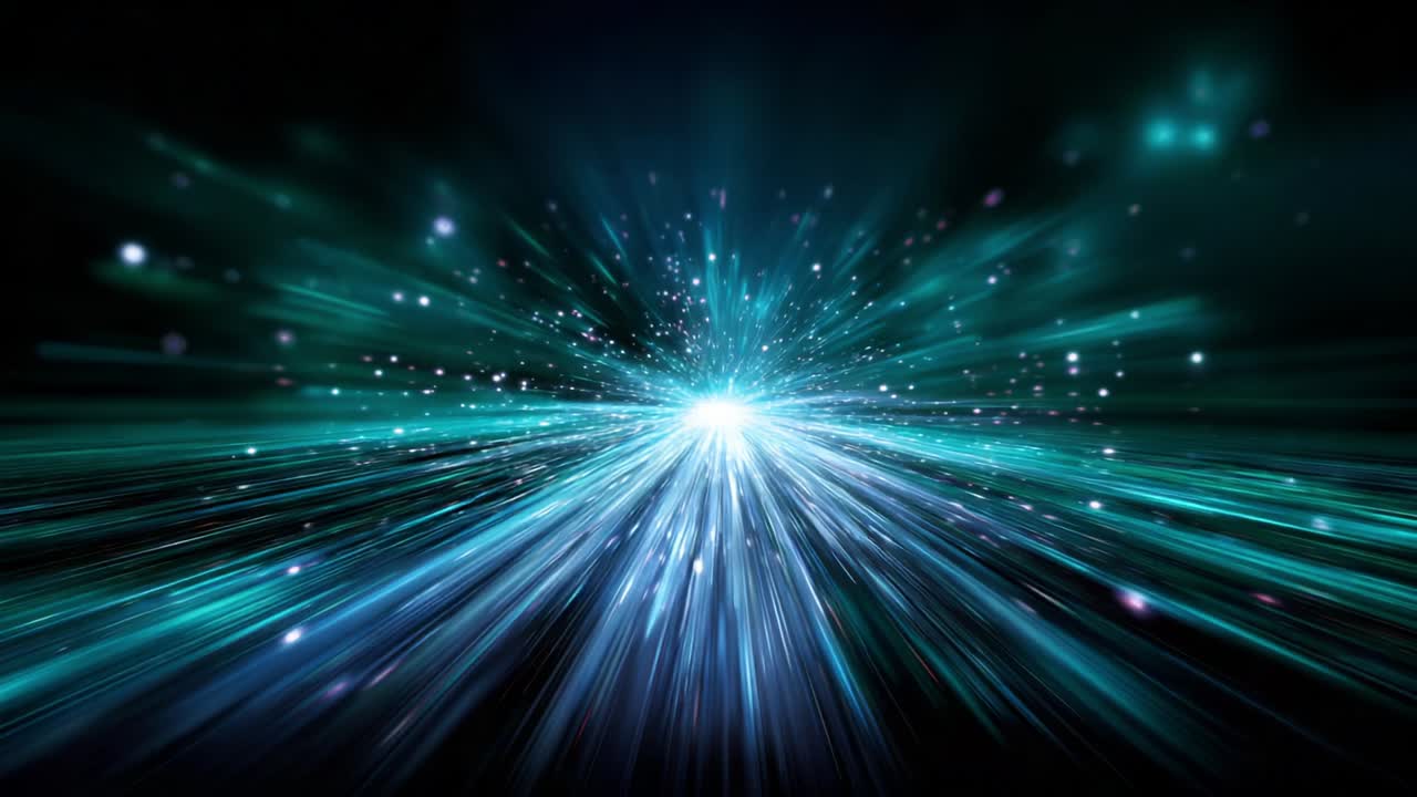 A Stunning Visual Representation of Light and Energy, Capturing the Dynamic Movement Through a Galaxy of Stars, with Radiant Blue and Teal Colors Creating a Spellbinding Celestial Experience