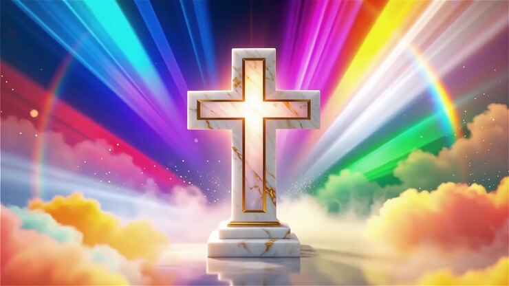 Christian Cross Heavenly Light Worship Background